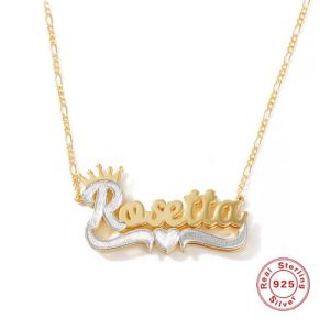Diamond-cut sterling silver classic nameplate necklace​