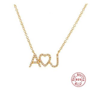 Personalised 2 initial heart necklace​ with diamonds