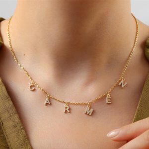Spaced out letter name necklace​ with diamonds