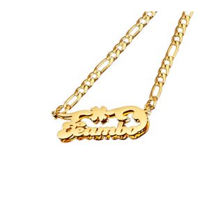 18k gold plated name necklace with figaro chain​