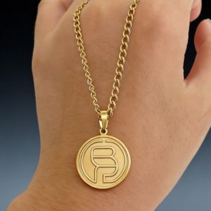 Personalized gold medallion necklace