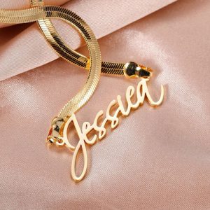 Personalised herringbone name necklace