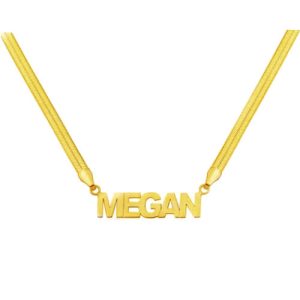 Women's gold herringbone name necklace​