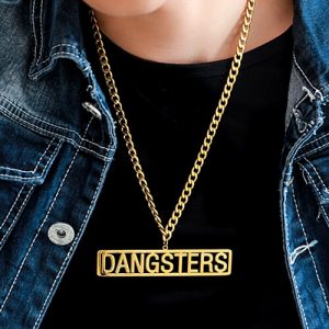 Gold men necklace with name
