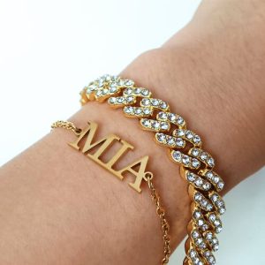 gold name bracelet​ stainless steel