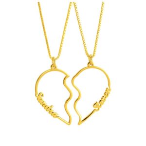 Half heart necklace for couples with names​