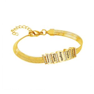 Unisex flat herringbone bracelet with name engraved​