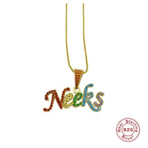 Multi color cz diamond name necklace​ for women