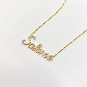 Gold custom cz name choker