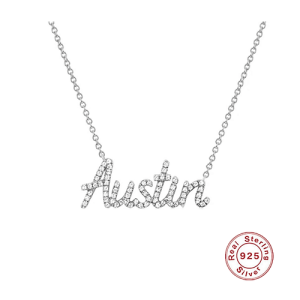 Sterling silver diamond name choker necklace​