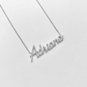 Silver custom cz name choker