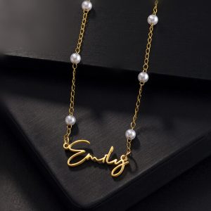 Customized pearl name necklace​