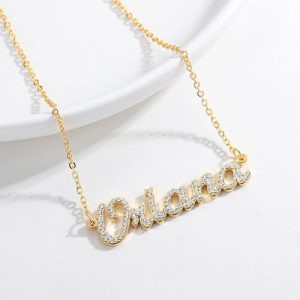 Custom name rhinestone necklace