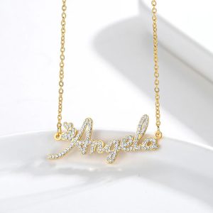 Small diamante name necklace choker vendor