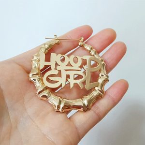 Diy nameplate bamboo earrings