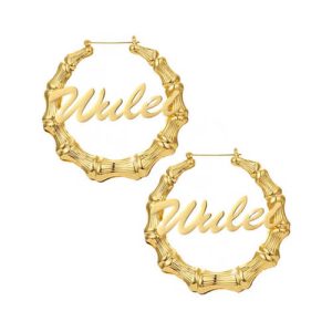Large personalised bamboo earrings with name​