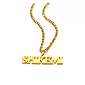 Personalized block letter name necklace gold