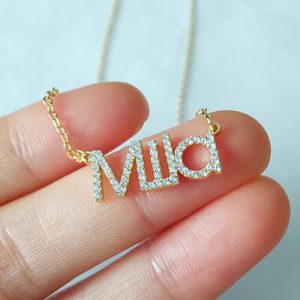 Sterling silver name pendant with diamonds​ 