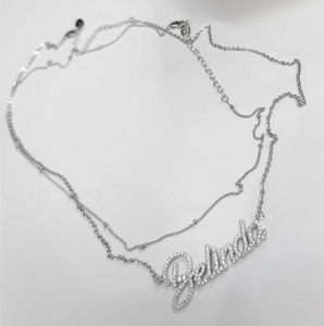 Pave diamond cursive name necklace​