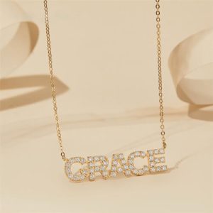 Personalised diamond block name necklace​