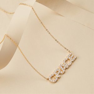 Uppercase block letter charm name necklace​