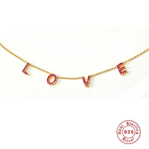 Sterling silver necklace with diamond letter