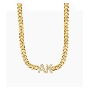 Diamond two letter initial necklace​ cuban chain