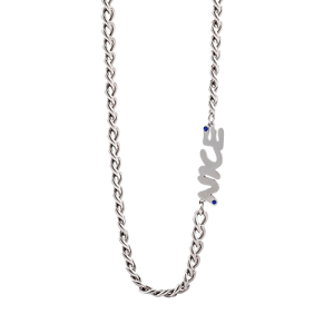 Mens custom word necklace with diamond​ cuban chain