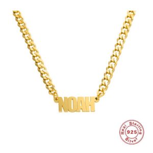 Sterling silver cuban link necklace with custom name​