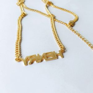 Chunky cuban link name plate necklace​