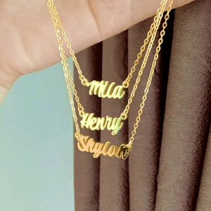 Layered necklace with name sterling silver