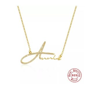 Sterling silver diamond script name necklace​