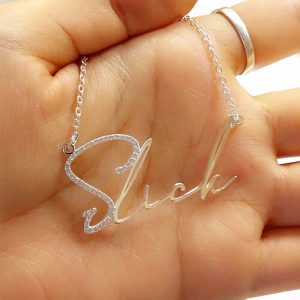 Diamond custom script name necklace​
