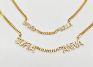 Sterling silver​ two name necklace diamond​