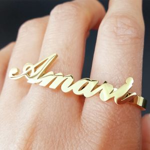 Personalized 2 finger name rings