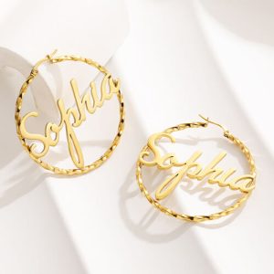 Spiral hoop earrings with your name​
