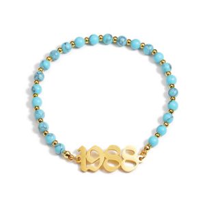 Custom birth year ankle bracelet​ with bead chain​