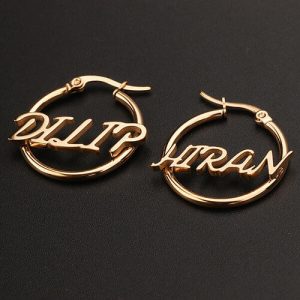 custom hoop name earrings