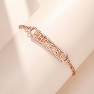 Diamond name plate bracelet block letters​