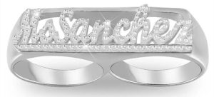 Diamond cut double finger ring​ with name​