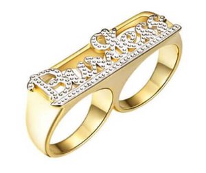 diamond cut name ring two finger​