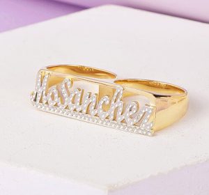 Diamond cut 2 finger ring custom made​