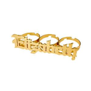 Mens adjustable 3 finger name plate rings​ hip hop​
