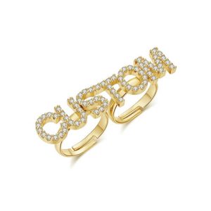 Personalized 2 finger name rings​ with diamonds