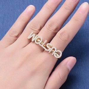 diamond double finger ring​ with name