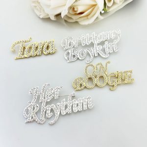 Custom rhinestone letter brooches bulk - no MOQ