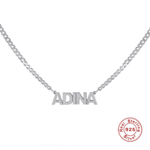 Cuban link chain name choker sterling silver​ 925