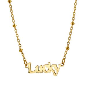 Dainty custom word necklace choker with sphere chain