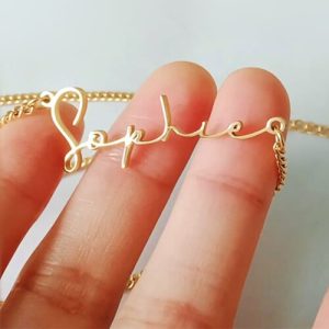 Sterling silver wire name necklace