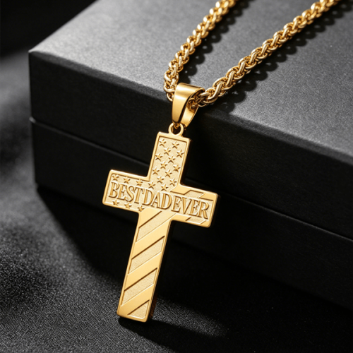 custom engraved cross necklaces gold